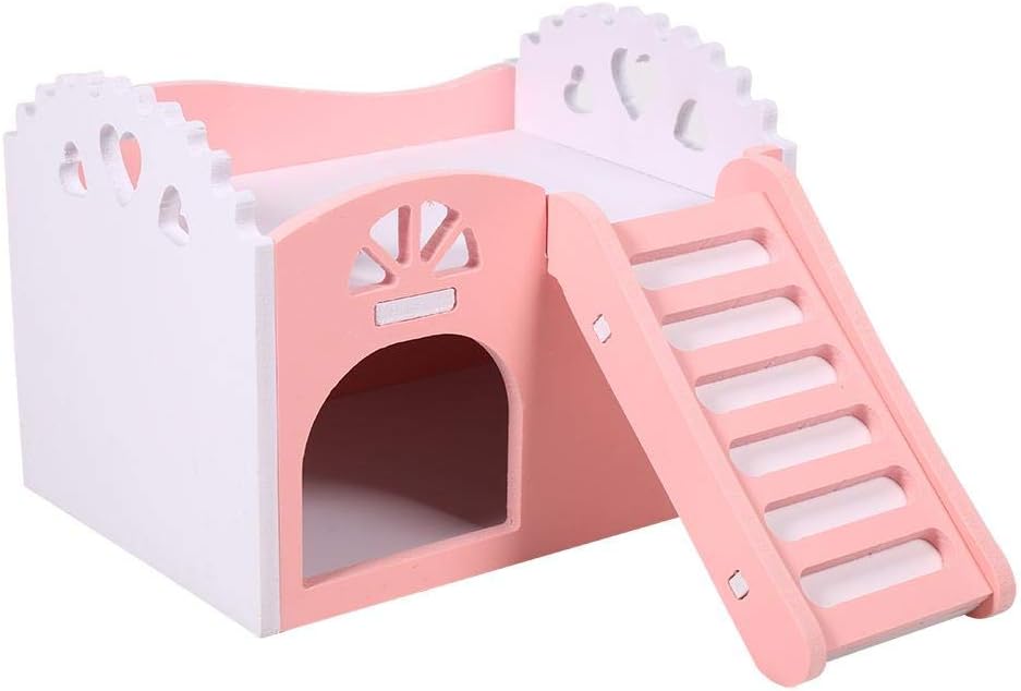 Double Decker Hamster House, Pink Pet Cage Furniture, Multi-Level Hideout for Guinea Pigs Chinchillas, Mice and Rats - Image 3