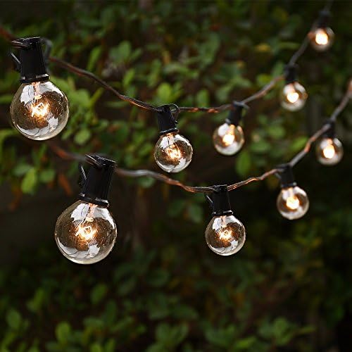 New ARILUX(R) 25ft String Holiday Light with G40 E12 Globe Clear Bulb for Backyard Patio Christmas Decor