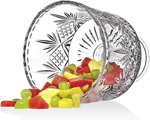 Elegant Large Crystal Serving Bowl, Footed Trifle Bowl, Punch Bowl - Beautiful Centerpiece for Fruit, Salad, and Dessert - Home, Office, Wedding Decor