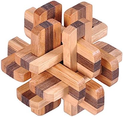 Markham123 Brain Training Toy Thick &amp; Thin Wooden Cube/Educational Toy Wooden Puzzle, Ming/Luban Lock for Adult Children