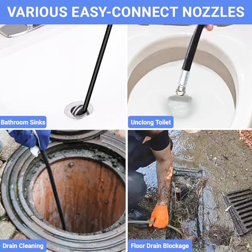 Universal hose kit 15 m Ruspela replacement hose compatible with Karcher K2 K3 K4 K5 K6 K7 for Lavor for Bosch for Parkside, including 3 adapters, 2 nozzles and 1 tape