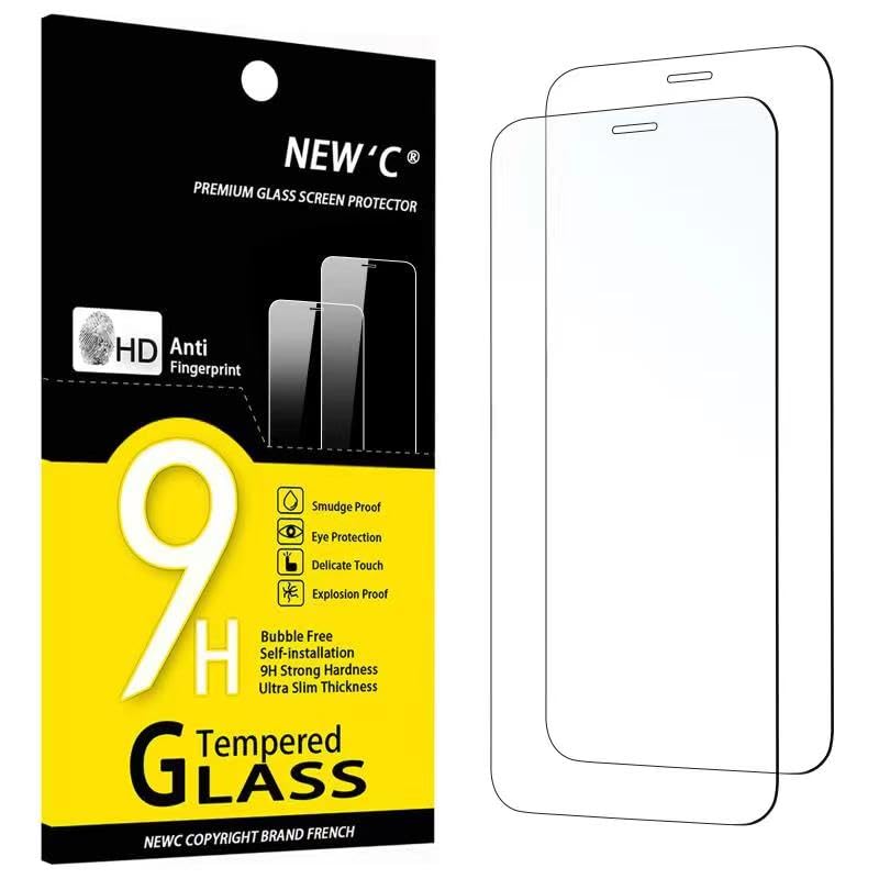 NEW'C 2 Pack Designed for iPhone 12, iPhone 12 Pro Screen Protector (6.1"), Tempered Glass, Case Friendly Bubble Free Ultra Resistant