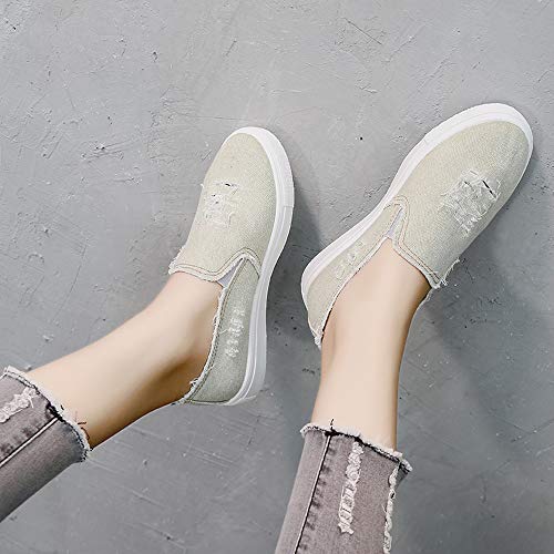 Londony ♪✿ Women's Fashion Distressed Denim Casual Comfortable Shoes Slip on Sneakers