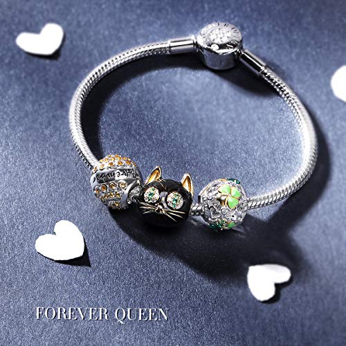 FOREVER QUEEN Lucky Clover Charm Bead 5A Cubic Zirconia 925 Sterling Silver Charms Pendant for Bracelets and Necklace for Women Girls with Elegant Gift Box - Thumbnail 4