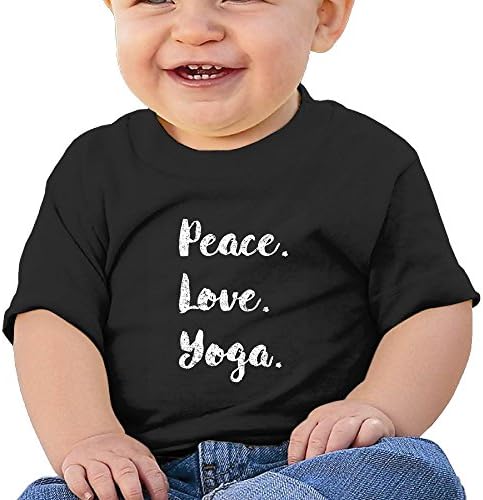 Peace Love Yoga 6 - 24 Months Baby T-shirts Round Neck Shirt Black 18 Months