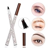 Liquid Eyebrow Pen,Long-lasting Tint Dye Cream 24 hours Waterproof Tattoo Eyebrow Pen For Eyebrow Make Up with 4 Tips (02.Brown)
