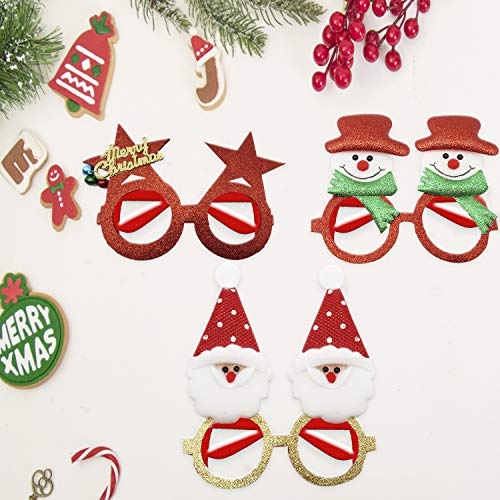 Kiddokids 9 Christmas Party Fancy Glitter Glasses Frames for Xmas Prop Photo Booth Party Favors.
