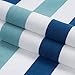 Laguna Beach Textile Co. Striped Cabana Beach Towel - Oversized, Plush 630 GSM Cotton - Marine Blue & Sea Glass Green