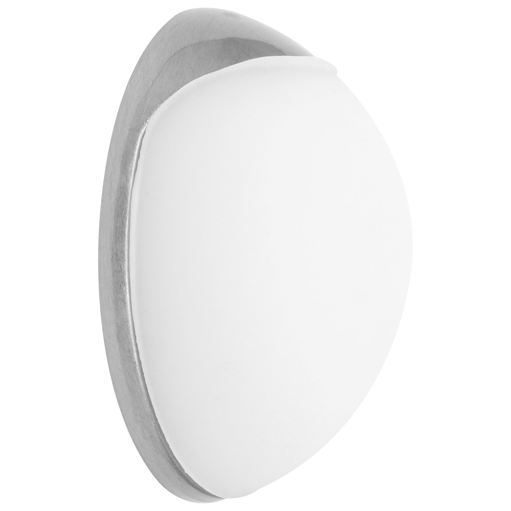 Wagner Doorstop Screw OR Glue Wall - Ø 30 x 12 mm, Stroke Bumper Made of die-cast zinc with Stainless Steel Look + Soft White Thermostatic Rubber, to be Screwed or glued on Walls - 15512311