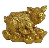 Feng Shui Import Golden Pig Statue Stepping on Ingots for Chinese Lunar Year of Pig