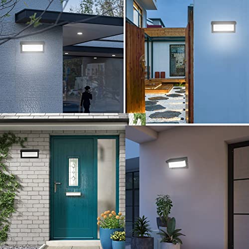 LED Wall Light, IP65 Waterproof 18W Cold White 6000K Aluminum Rectangle Outdoor Wall Lamp Outdoor Lamp for Garden Front Bathroom Porch Garage