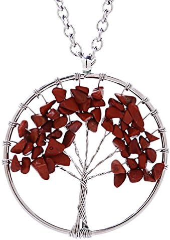 Eamaott Tree of life pendant Amethyst Rose Crystal Necklace Gemstone Chakra Jewelry Mothers Day Gifts
