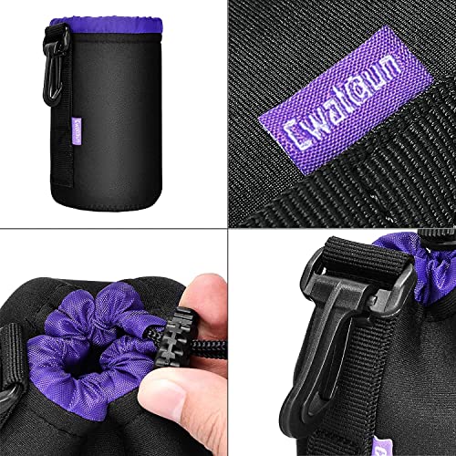 Cwatcun 4 Pack Lens Pouch Set, Camera Lens Case Bag with Thick Protective Neoprene, for Canon Nikon Sony Pentax Olympus Panasonic Fuji Sigma DSLR SLR Camera Lens (Size Small, Medium, Large, X Large)