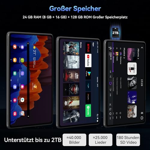 TABWEE Gemini AI 3.0 Tablet 11 Inch Android 16 with Pen and Keyboard, 24GB RAM + 128GB ROM (2TB TF), FHD IPS 120Hz Display, 8000mAh Battery, 13MP Camera, 5G WiFi/BT 5.0, PC Mode for Study & Work