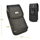for Samsung Galaxy NOTE 4 / NOTE Edge ~ cell phone clip holster pouch V Rugged nylon canvas with belt loop with duty metal clip holster + AIScell Screen Cleaning Cloth (Fits Samsung Galaxy NOTE 4 / NOTE Edge with OTTERBOX Defender / Commuter / Symmet