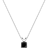 Dazzlingrock Collection Valentine's Day Gift Princess Black Diamond Solitaire from 1/4 Carat to 1 Carat Pendant With 18 Inch Silver Chain, 10K Solid Gold
