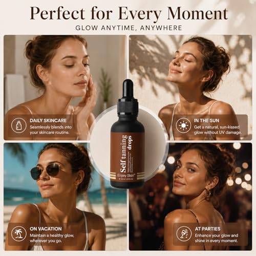 30ml Self Tanning Drops, Self Tanning Drops, Tan Shine for All Skin Types, Custom Tan, a Sunless Tanning Effect(Brown)