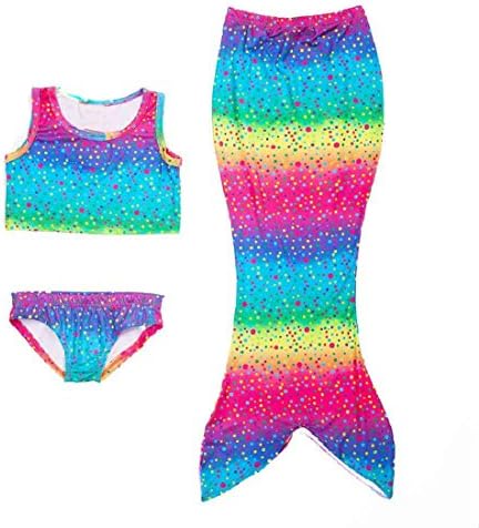 Crystalbella Kid Cosplay 4-8Y Girls Mermaid Bikini Swimmable Bathing Suit Vest Top