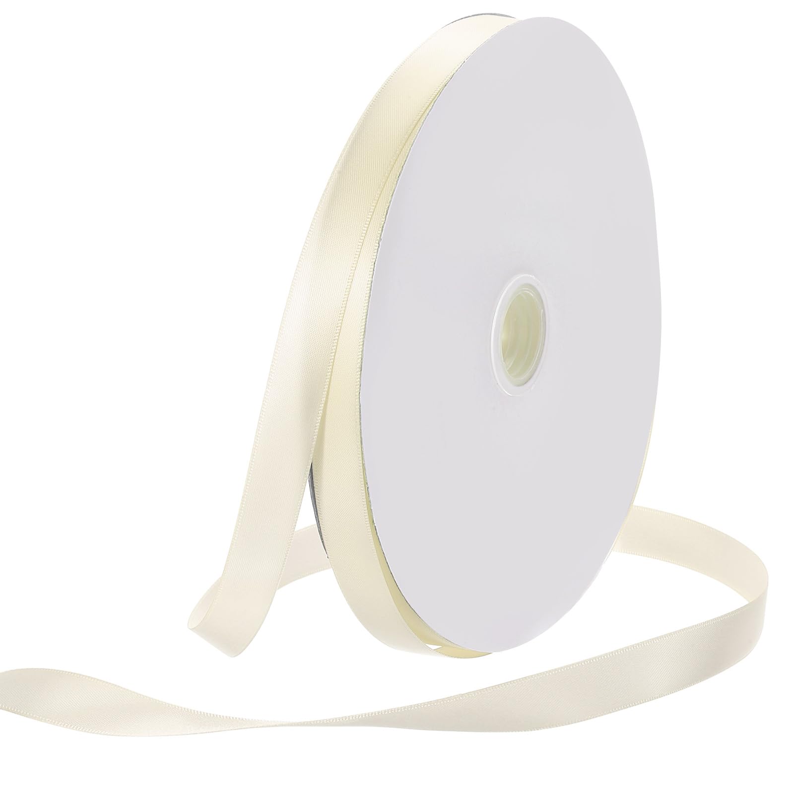 Rebower 15mm Satin Ribbon 46m Thick Double Face Grosgrain Silk Ribbon, [for Gift Wrapping, Hair Bows, Wedding, Cake, Flower] - 50 Yard/150ft/ Cream White