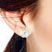 AeraVida Simple Mother of Pearl White Plumeria Flower Carved .925 Sterling Silver Post Earrings | Casual Sterling Silver Stud Earring for Women | Jewelry Gift All Occasions