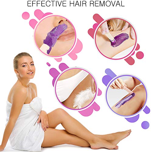 Wax Warmer Home Waxing Kit - Wax Kit for Hair Removal Wax Pot Professional with LED Display and 5 Bags Painless Hard Wax Beans, 20 Wax Sticks for Face, Legs, Arms, Bikini