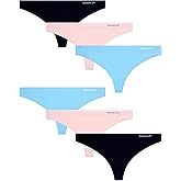 Reebok Womens Thong Underwear - 6 Pack Sexy Cut Seamless Thongs for Women - Breathable Stretch Performance Womens Underwear