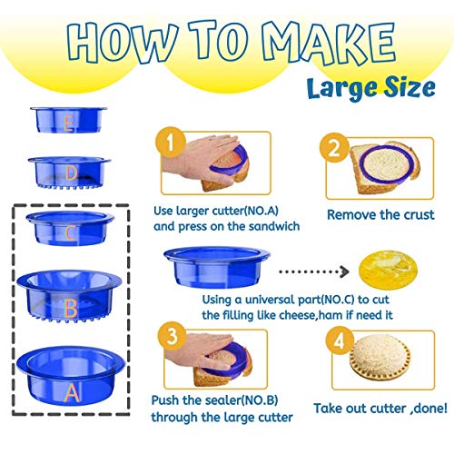 YUMKT 5 Pcs Sandwich Cutter and Sealer for Kids, Cool Round Sandwich