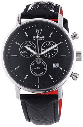 DETOMASO Men's DT1052-A MILANO Chronograph Classic schwarz/schwarz Analog Display Swiss Quartz Black Watch