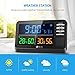 AMIR Weather Station, Large Color Display Clock Calendar with Alarm Clock, Snooze Function, Wireless Forecast Station with Sensor, Indoor Outdoor Thermometer for Home,Bedroom