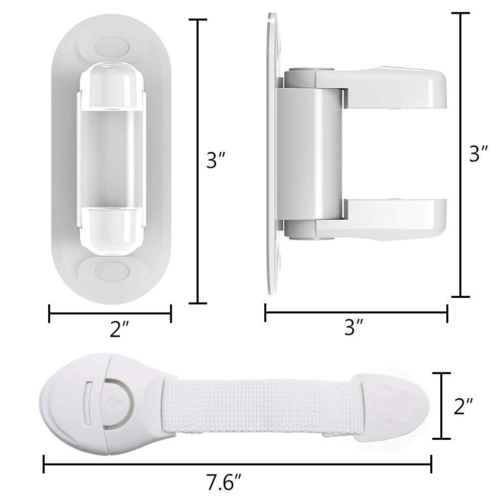Door Lever Lock 2 Pack and Safety Strap Locks 2 Pack, Child Proof Doors Handles Baby Proof Cabinets, Doors & Appliances with 3M Adhesive