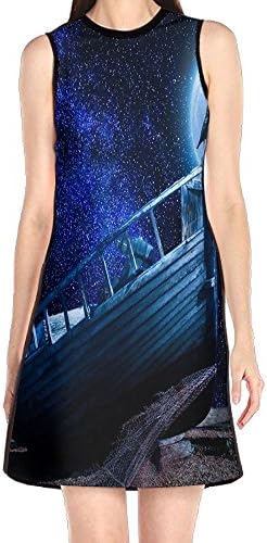 Golden Pebble Beach Bank Shipwreck Women's Fashion Sleeveless Mini Dress Print Party Dress Tank Dress
