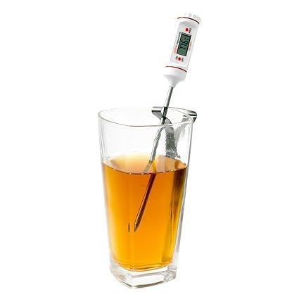 Lantelme Digital Teethermometer 300 Grad Celsius Tee Kanne Tasse Thermometer Weiss Edelstahl Clip 5721