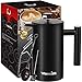 Double-Wall 304 Stainless Steel French Press Coffee Maker - 34 oz, Vacuum Insulated Tea Brewer Pot with 4 Level Filtration System - Extra 2pcs Filters Included - 8 Cup/1000ml
