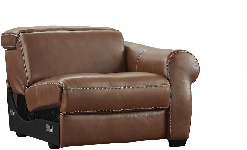 Natuzzi Editions Messina Brown Leather Modular Reclining Right Arm Facing Chair
