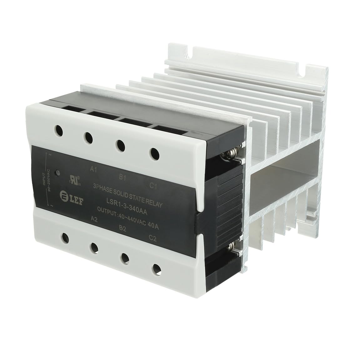 Sourcingmap AC-AC Relay 40A 90-250VAC to 40-440VAC Thermal Compound 3 Phase Solid State Relay + Heat Sink