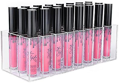 Acrylic Lipstick Organizer, Sinospore 24 Compartments Makeup & Cosmetics Storage Display for Beauty Products, Set for 1