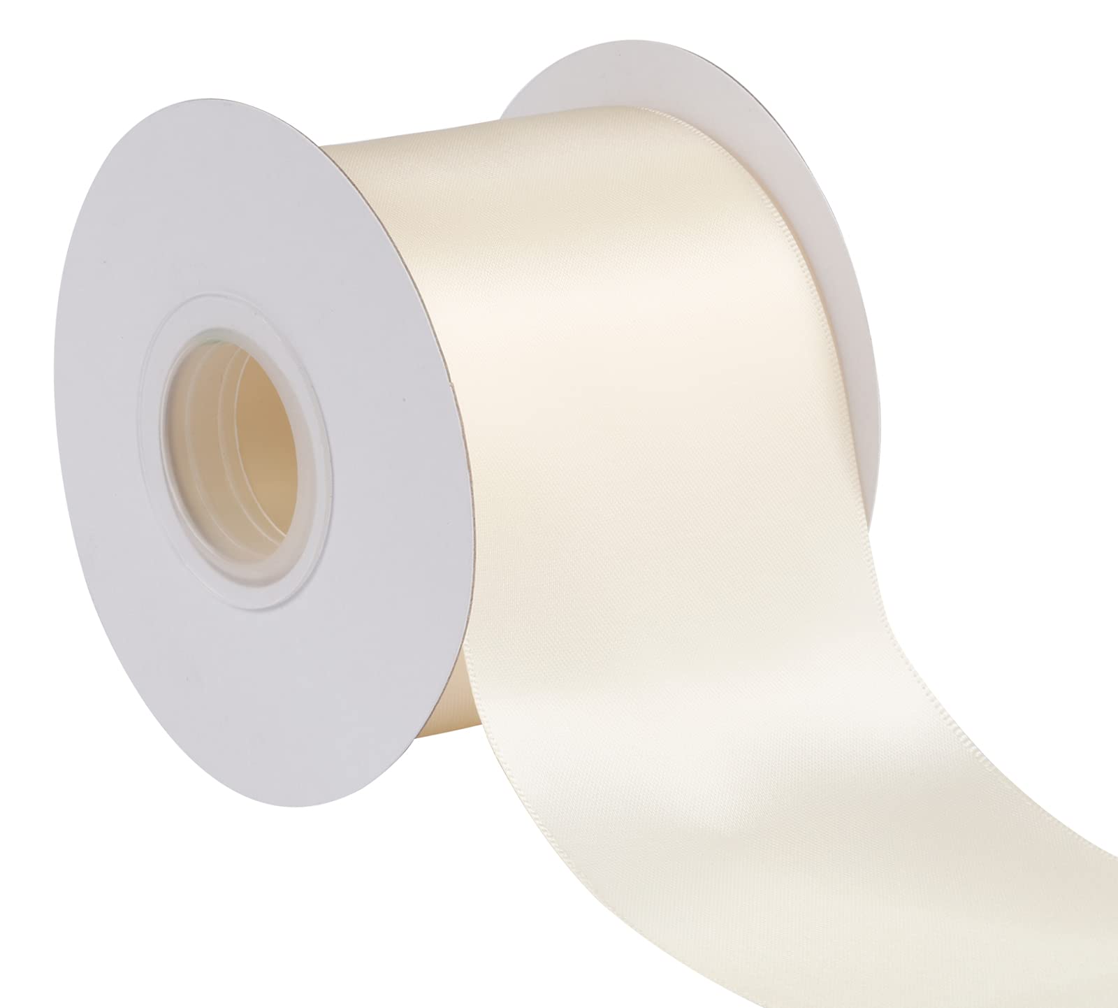 Joycrosso 75mm Double Faced Satin Ribbon 22 Meters-Roll Set for Chair Sash Gift Wrapping Party Favor Home Decoration Craft Supplies, Ivory