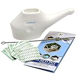 Traveller's Neti Pot For Nasal Cleansing WITH 10 Sachets Neti Salt + 1 Cleaning Brush by HealthGoodsIn