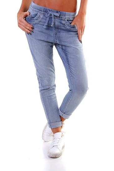 OSAB-Fashion 4455 Damen Jeans Röhrenjeans Hose Boyfriend Baggy Haremscut Joggpants
