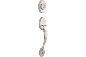 Kwikset Chelsea Front Door Lock Handle and Deadbolt Set, Entry Handleset Exterior with Interior Door Knob, Satin Nickel, Pick Resistant SmartKey Rekey Deadbolt Security