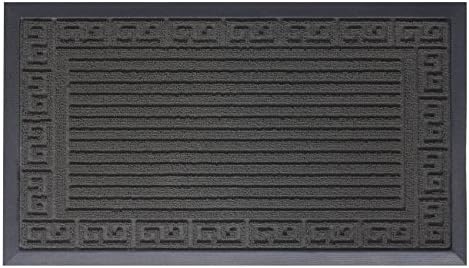 Doormat Shoe Scraper Easy Clean Soft Texture Greek Key Design Black