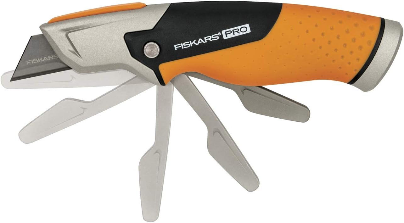 Fiskars CarbonMax Fixed Utility Knife, Length 18.2cm, Stainless Steel Blade/Plastic Handle, Black/Orange, 1027222 - Image 3