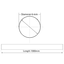 2 PCS 6mm x 1000mm (0.236 x 39.37 inches) Vigorous