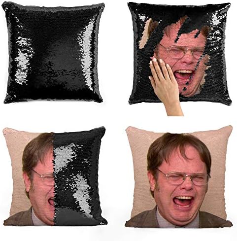 SLobyy Dwight Schrute Laughing Sequin Pillow | Sequin Pillowcase | Two Color Pillow | Gift for her | Gift for him | Pillow | Magic Pillow