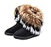 King Ma Women's Faux Fur Tassel Winter Snow Boot Suede Flat Ankle Boots