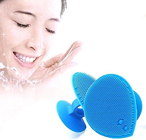 Facial Cleansing Brush Silicone Face Scrubbers Soft Exfoliators Cleansing Tool Massage Washing Pore Cleanser Blackhead Removing Baby Pet Shower (016-blue)