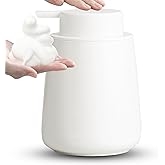 AZMOYAC Ceramic Foaming Soap Dispenser, 12 Oz Foam Hand Soap Dispenser for Bathroom, Face Wash Dispenser Bottle with Foaming Pump, Refillable Lotion Dish Soap Foam Dispenser for Kitchen, Matte White