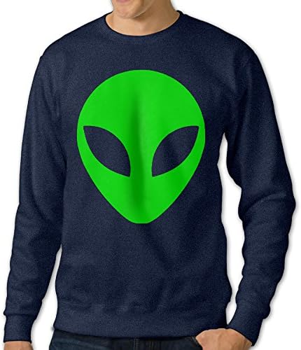 U9 Men's Green Alien Head Cartoon Crewneck Sweatshirt
