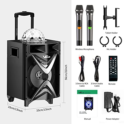 Karaoke Machine For Adults Kids Vegue Bluetooth Pa Speaker System With 2 Wireless Microphones Disco Ball 10 Subwoofer Karaoke Singing Machine For Home Karaoke Singing Party Church Vs 10 Pricepulse