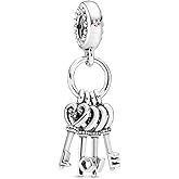 Keys of Love Dangle Crystal and Cubic Zirconia Charm 925 Sterling Silver Pendant,Jewelry Beads Gifts for Women Bracelet&Necklace A0250